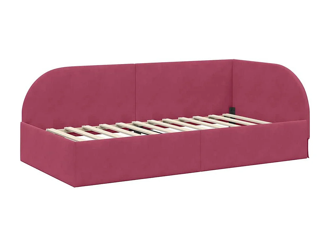 Cadre de lit d'angle Rouge bordeaux 80 x 200 cm Velours