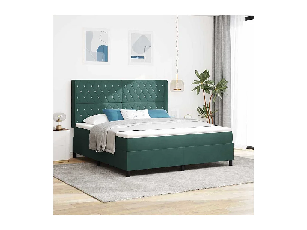 LED boxspring bed met matras Donkergroen 180 x 200 cm Fluweel