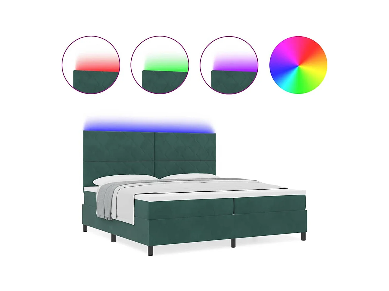 Cama Box com colchão Verde Escuro 200 x 200 cm Veludo