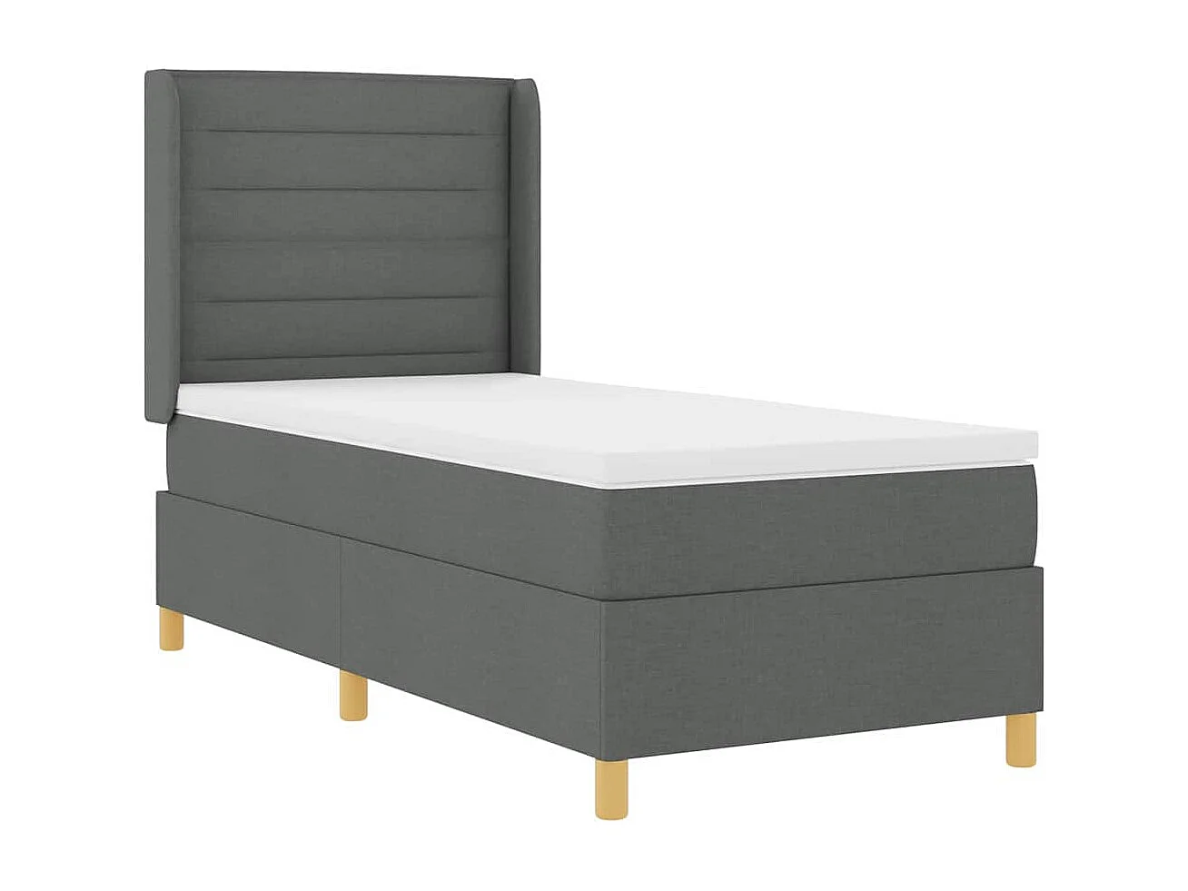 Cadre de lit avec matelas Gris foncé 90 x 190 cm tissu