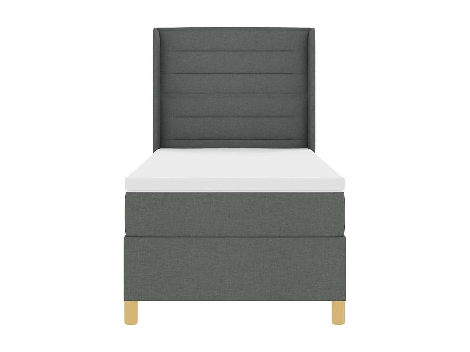 Cadre de lit avec matelas Gris foncé 90 x 190 cm tissu