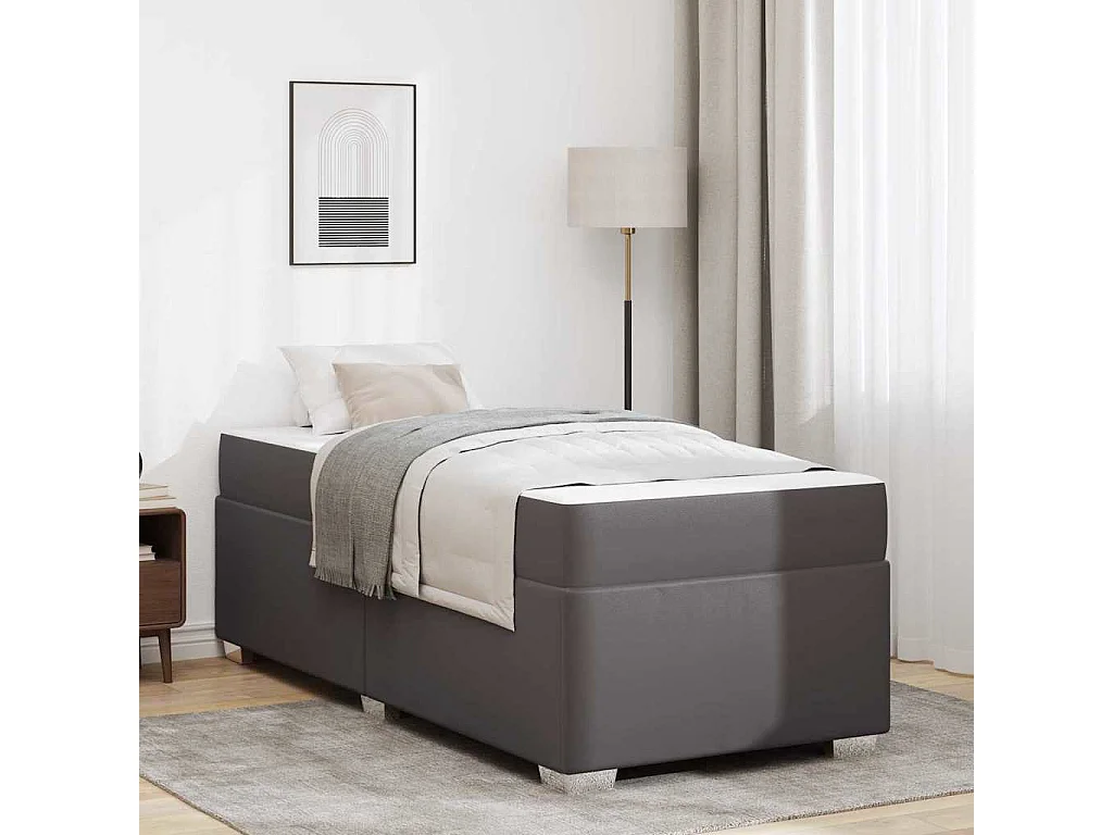 Cadre de lit Gris 90 x 190 cm Faux cuir