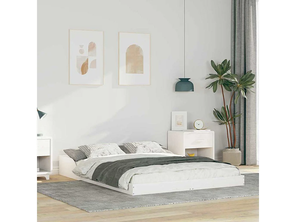 Estructura de cama Blanco 120 x 190 cm Madera maciza de pino