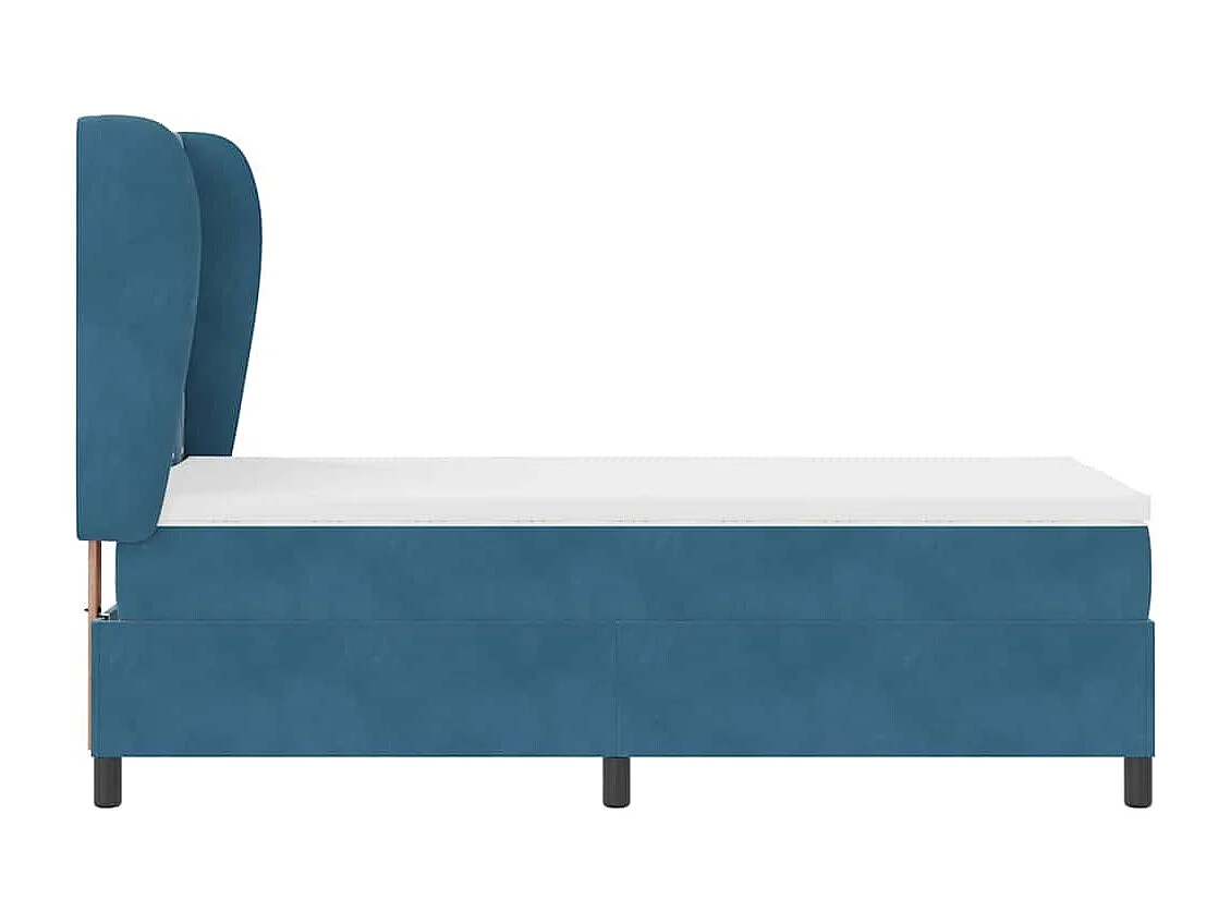 Cama Box com colchão Azul escuro 90 x 190 cm Veludo
