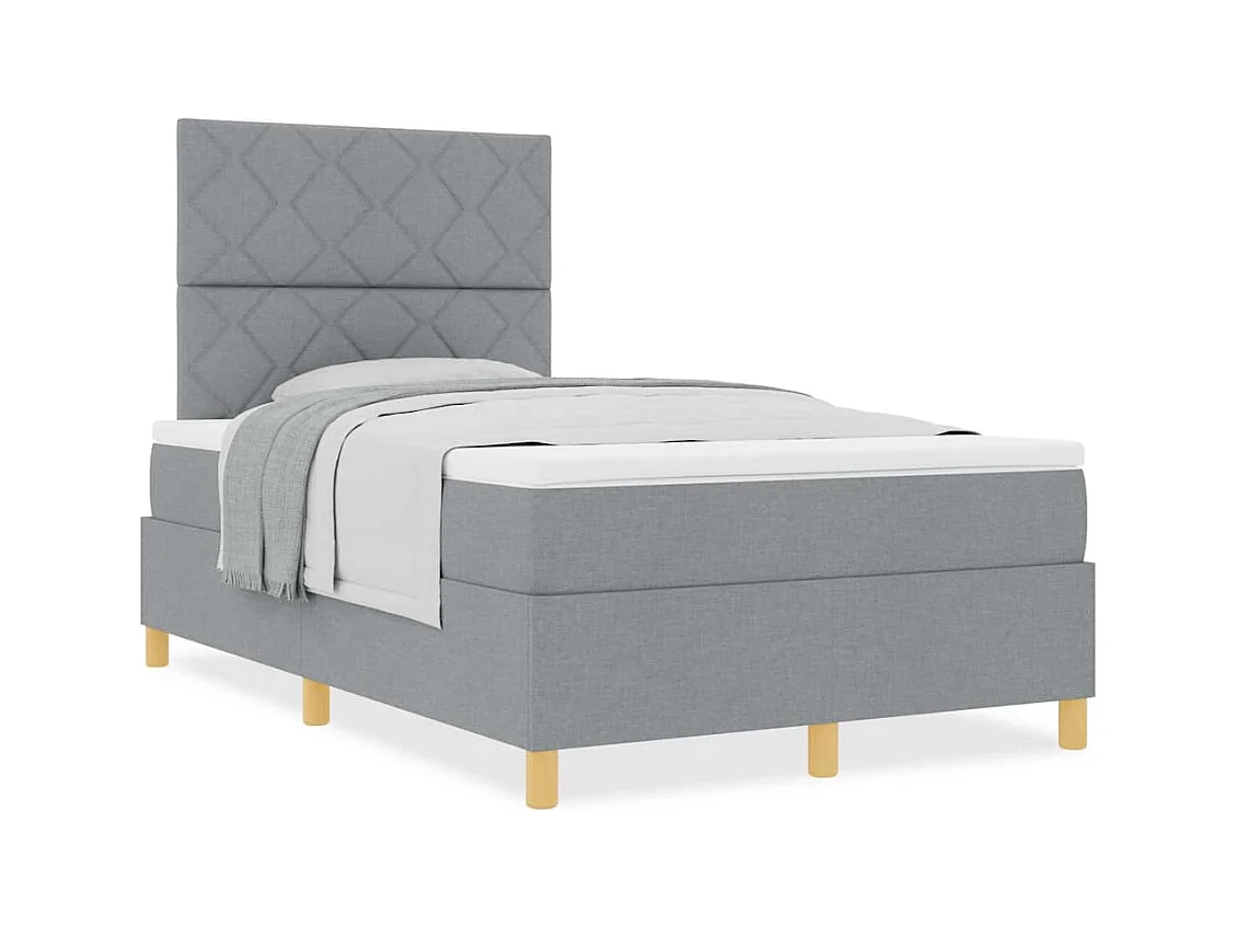 Cama Box com cabeceira Cinzento-claro 120 x 190 cm tecido