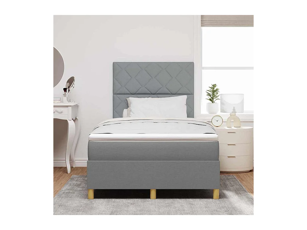 Cama Box com cabeceira Cinzento-claro 120 x 190 cm tecido