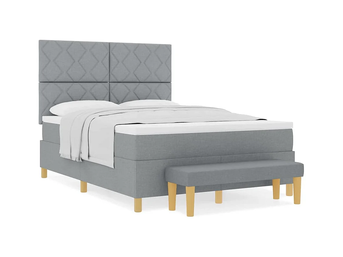Cadre de lit avec matelas Gris clair 140 x 200 cm tissu
