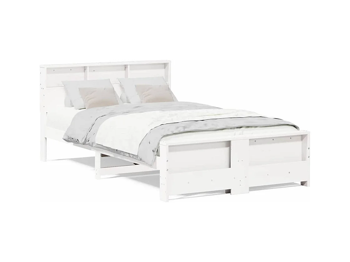 Cadre de lit Blanc 140 x 190 cm Bois massif en pin