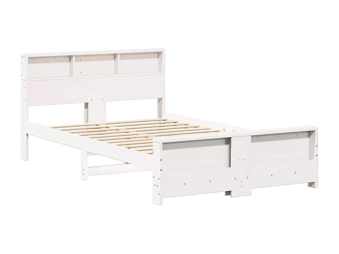 Cadre de lit Blanc 140 x 190 cm Bois massif en pin