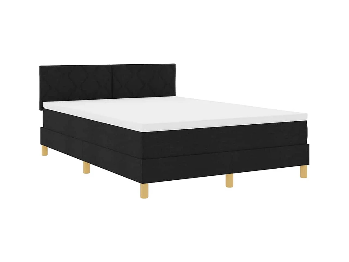 Cadre de lit avec matelas avec matelas Noir 140 x 200 cm tissu