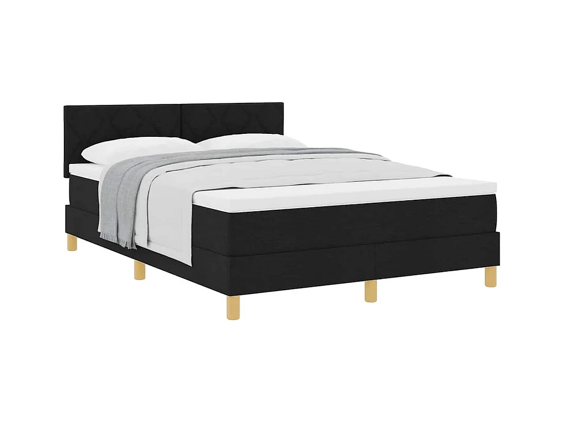 Cadre de lit avec matelas avec matelas Noir 140 x 200 cm tissu