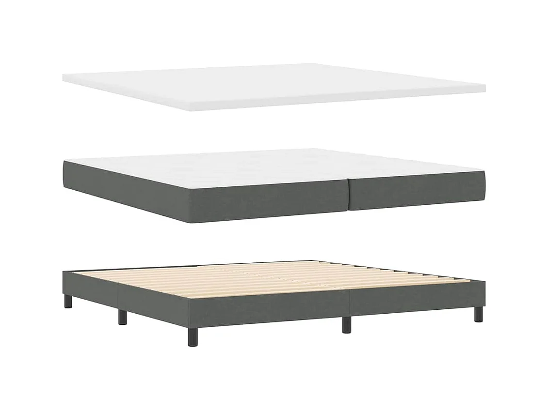 Cadre de lit avec matelas Gris foncé 200 x 200 cm tissu