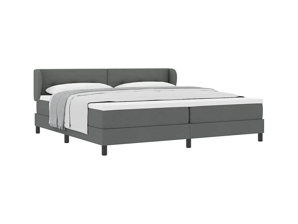 Cadre de lit avec matelas Gris foncé 200 x 200 cm tissu