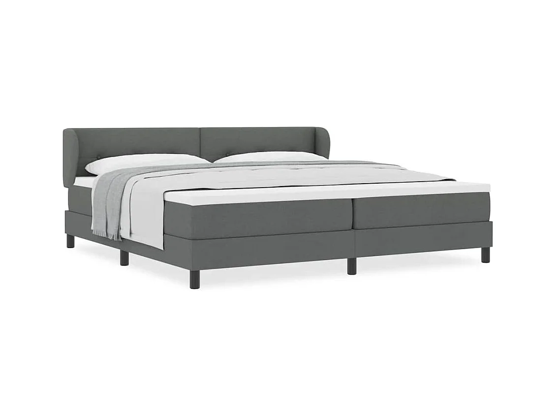 Cadre de lit avec matelas Gris foncé 200 x 200 cm tissu