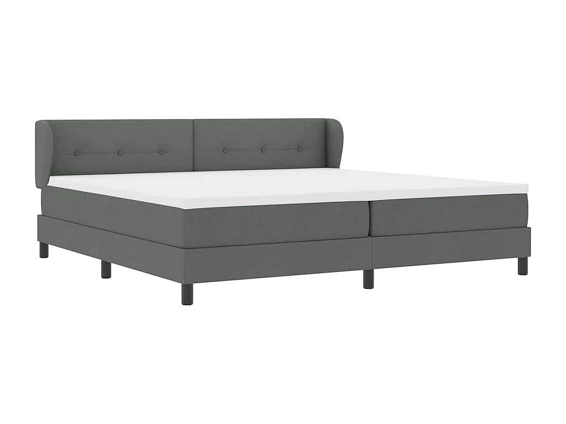 Cadre de lit avec matelas Gris foncé 200 x 200 cm tissu