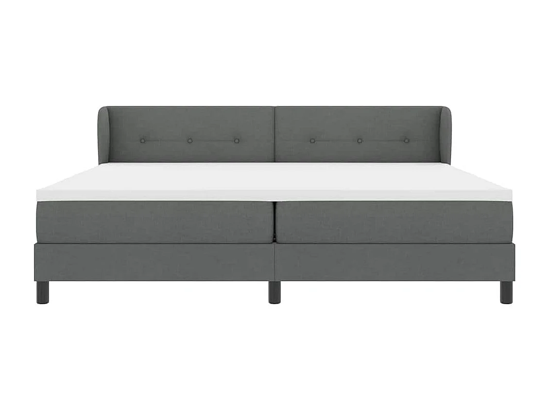 Cadre de lit avec matelas Gris foncé 200 x 200 cm tissu