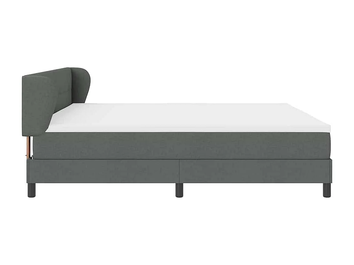 Cadre de lit avec matelas Gris foncé 200 x 200 cm tissu