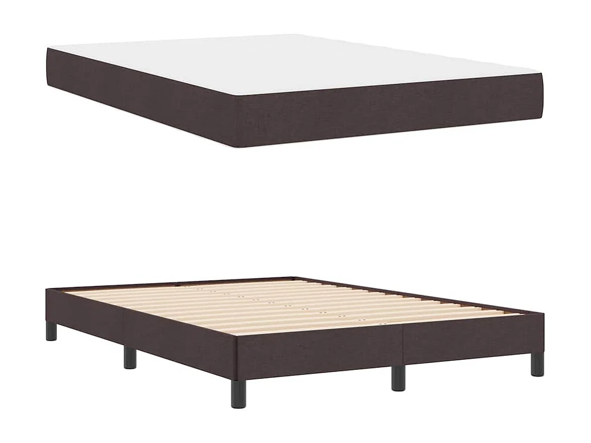 Cama tipo Box Spring Marrón oscuro 160 x 200 cm tela
