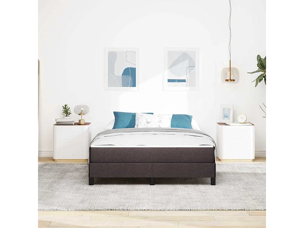 Cama tipo Box Spring Marrón oscuro 160 x 200 cm tela
