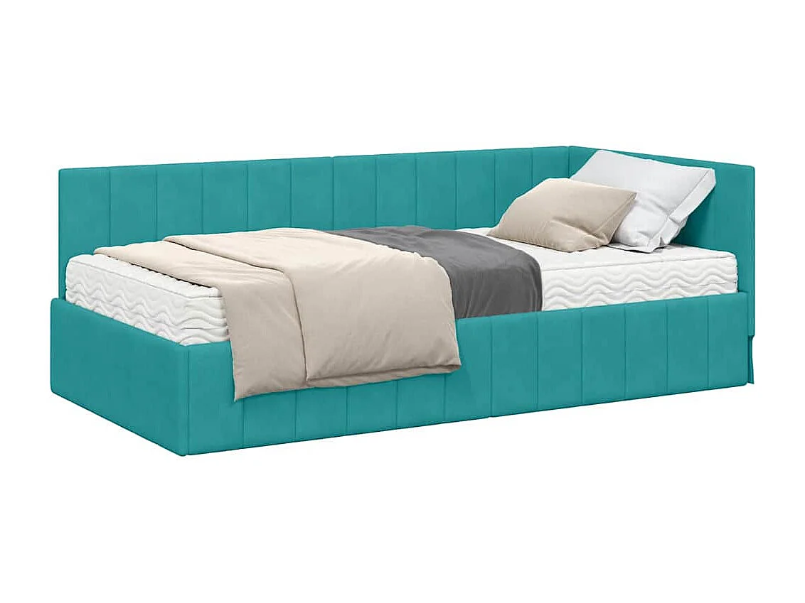 Estructura de cama en esquina Tuquesa 90 x 200 cm Terciopelo