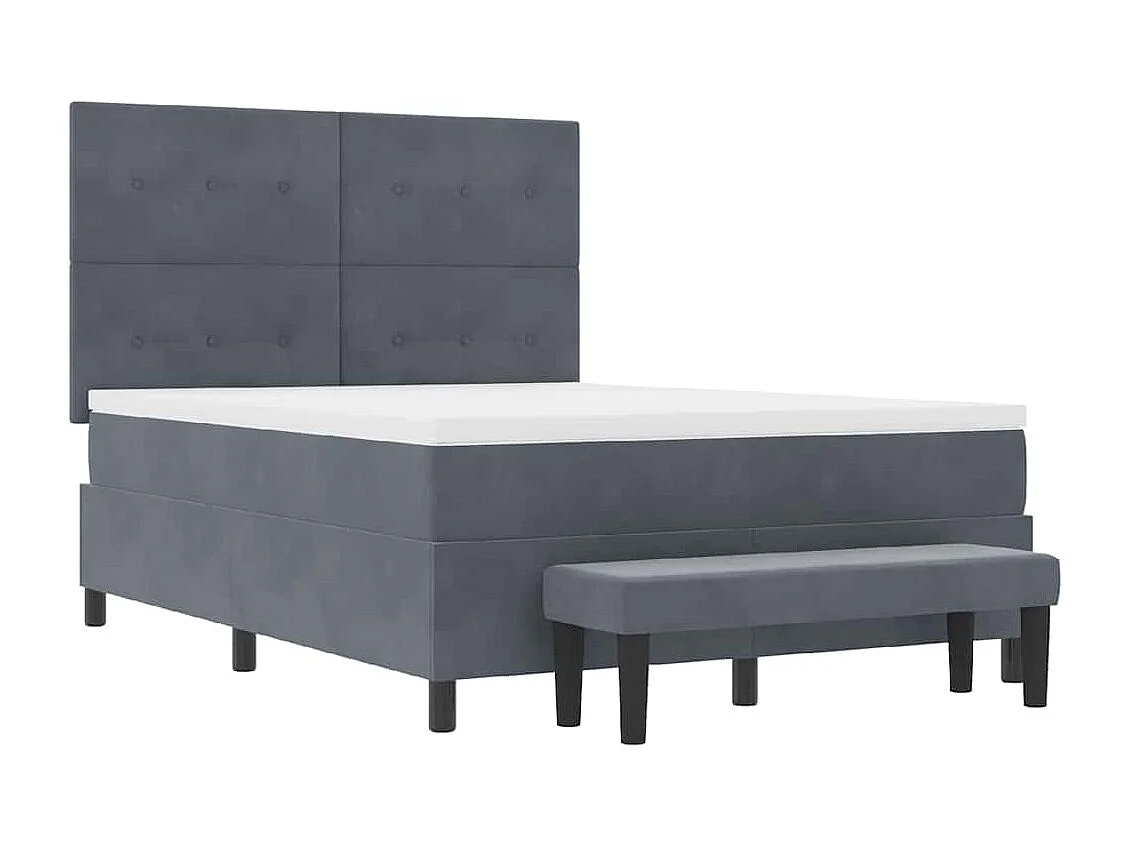 Boxspring bed met matras Donkergrijs 140 x 200 cm Fluweel