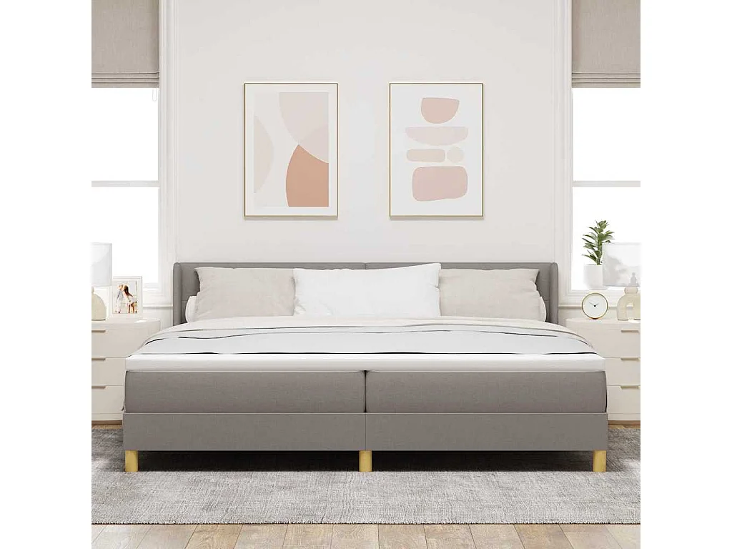 Cadre de lit avec matelas Taupe 200 x 200 cm tissu