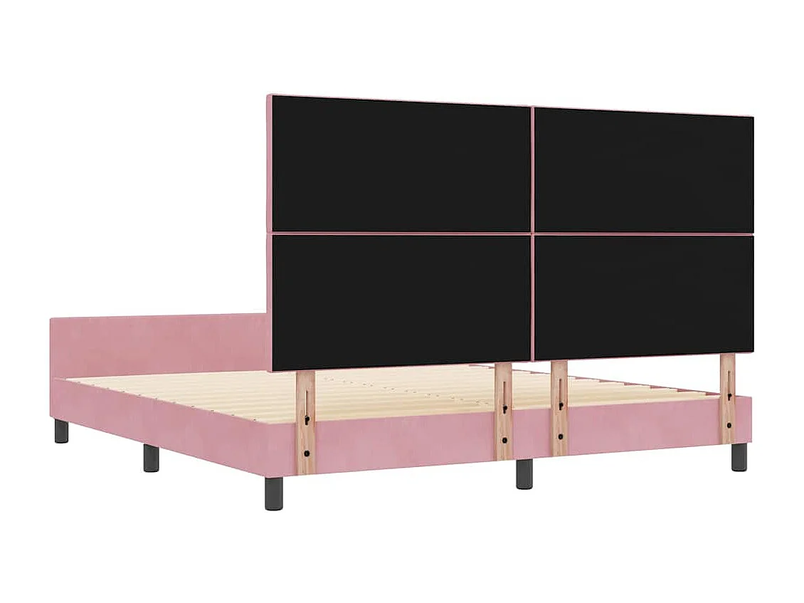 Cadre de lit avec tête de lit Rose 180 x 200 cm Velours