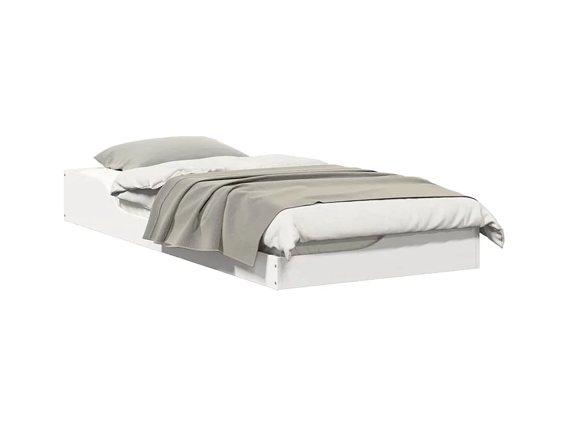 Cadre de lit surélevé Blanc 90 x 200 cm Bois massif en pin