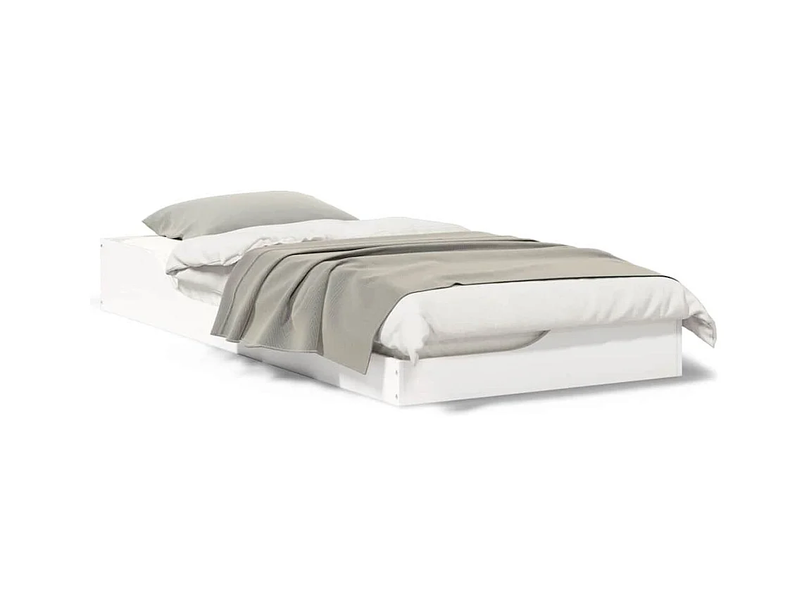 Cadre de lit surélevé Blanc 90 x 200 cm Bois massif en pin