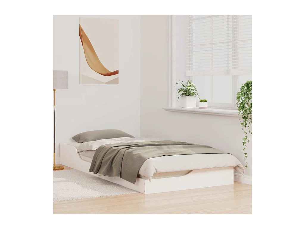 Cadre de lit surélevé Blanc 90 x 200 cm Bois massif en pin