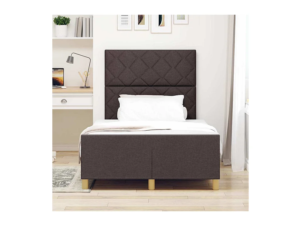 Estrutura da Cama Castanho escuro 120 x 200 cm tecido