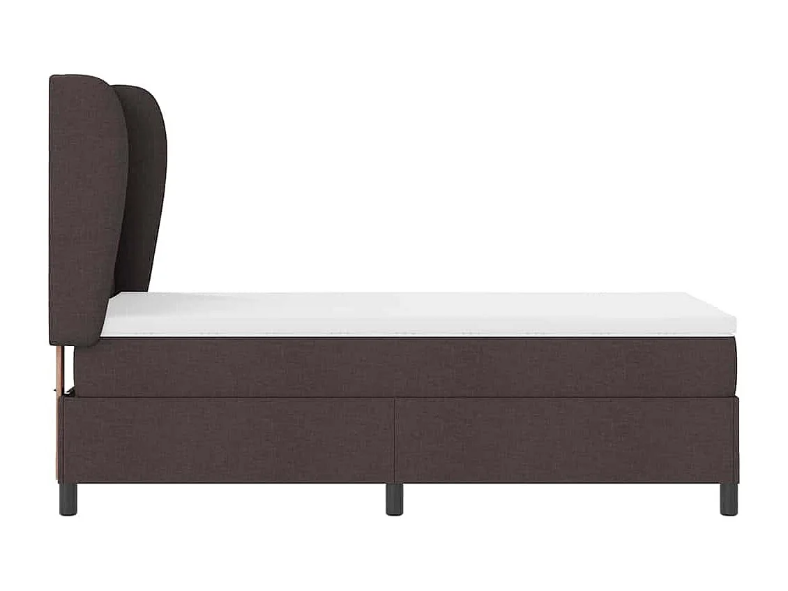 Cama tipo Box Spring con colchón Marrón oscuro 90 x 200 cm tela