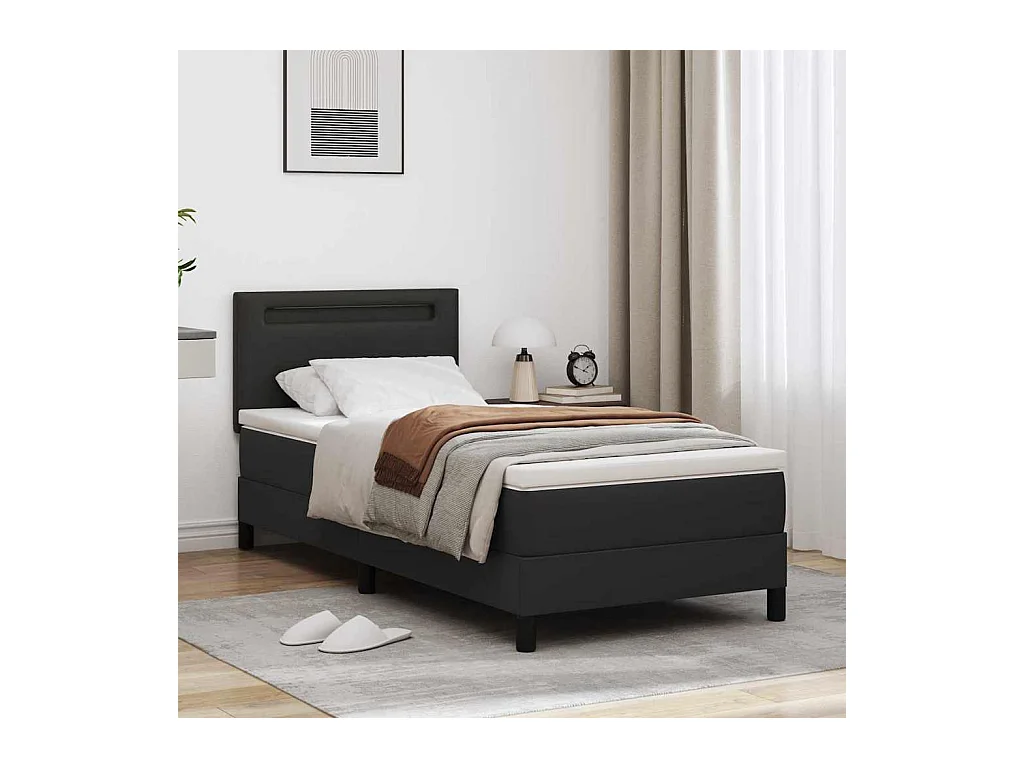 Cadre de Lit avec Matelas Noir 100 x 200 cm Faux cuir