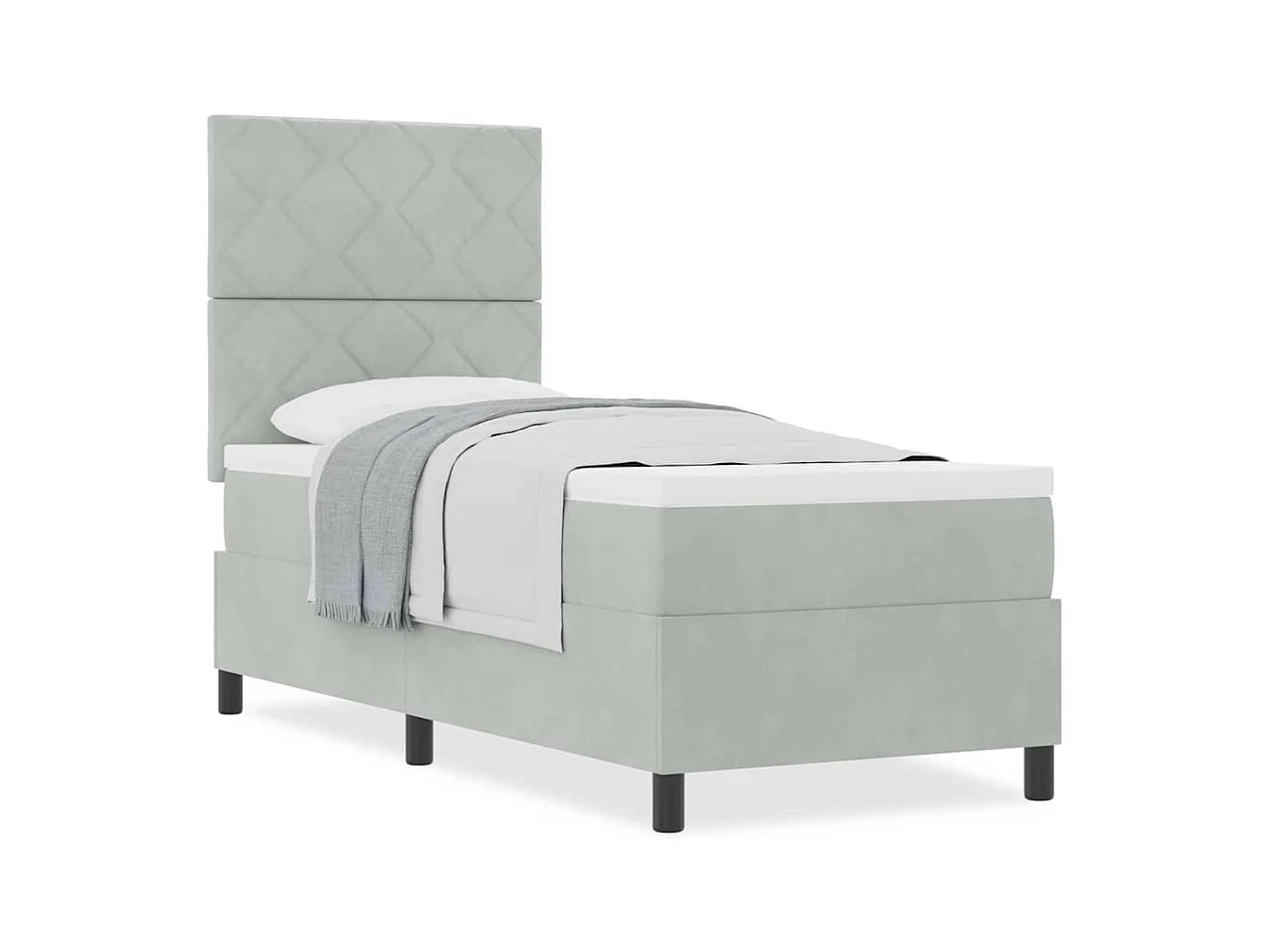 Cadre de lit avec matelas Gris clair 80 x 200 cm Velours