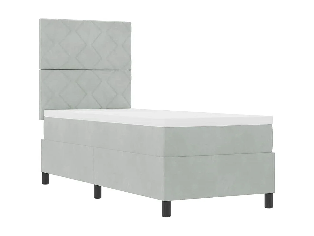 Cadre de lit avec matelas Gris clair 80 x 200 cm Velours