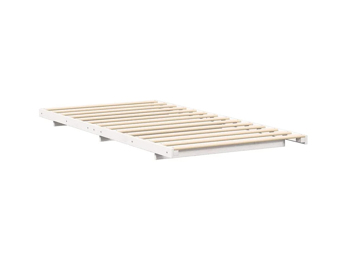 Cadre de lit surélevé Blanc 100 x 220 cm Bois massif en pin
