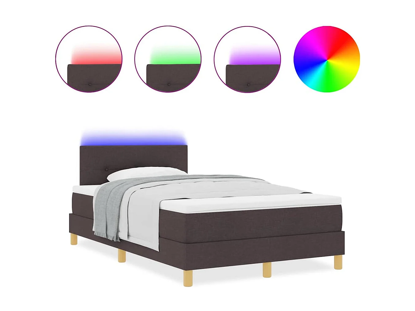 Cama tipo Box Spring Marrón oscuro 120 x 190 cm tela