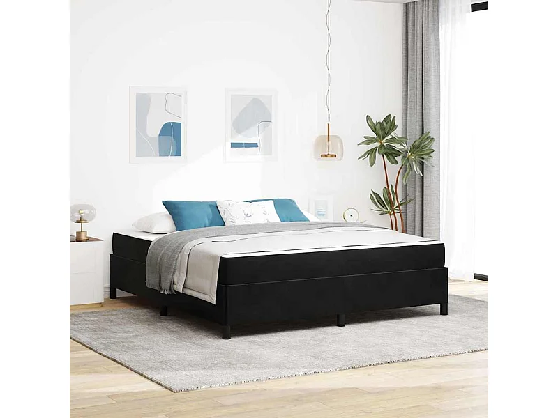 Bedframe met matras Zwart en Wit en Zwart 180 x 200 cm Fluweel