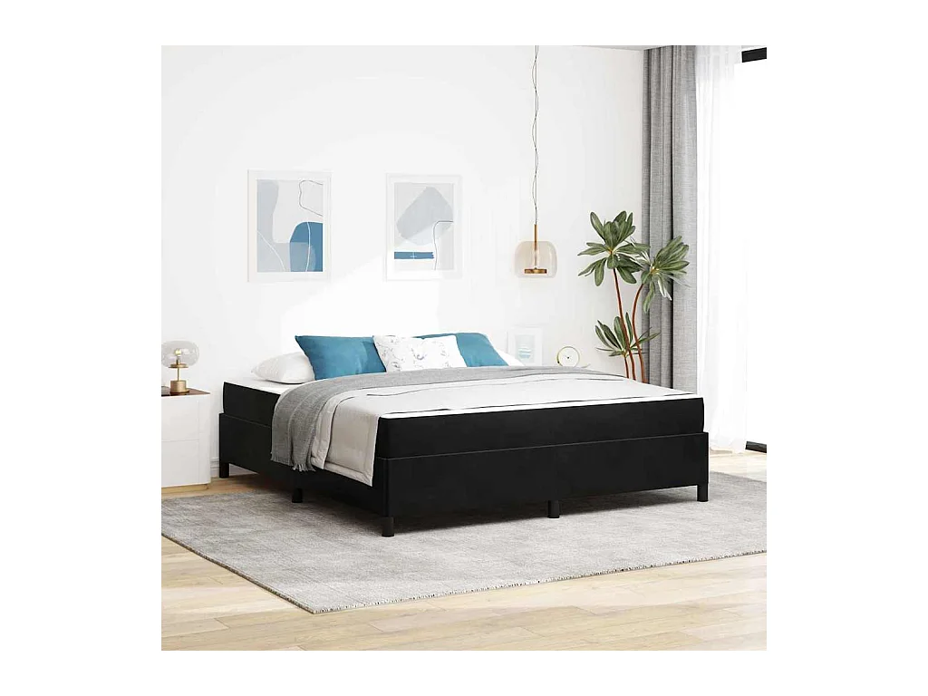 Cadre de lit Noir et blanc et noir 180 x 200 cm Velours