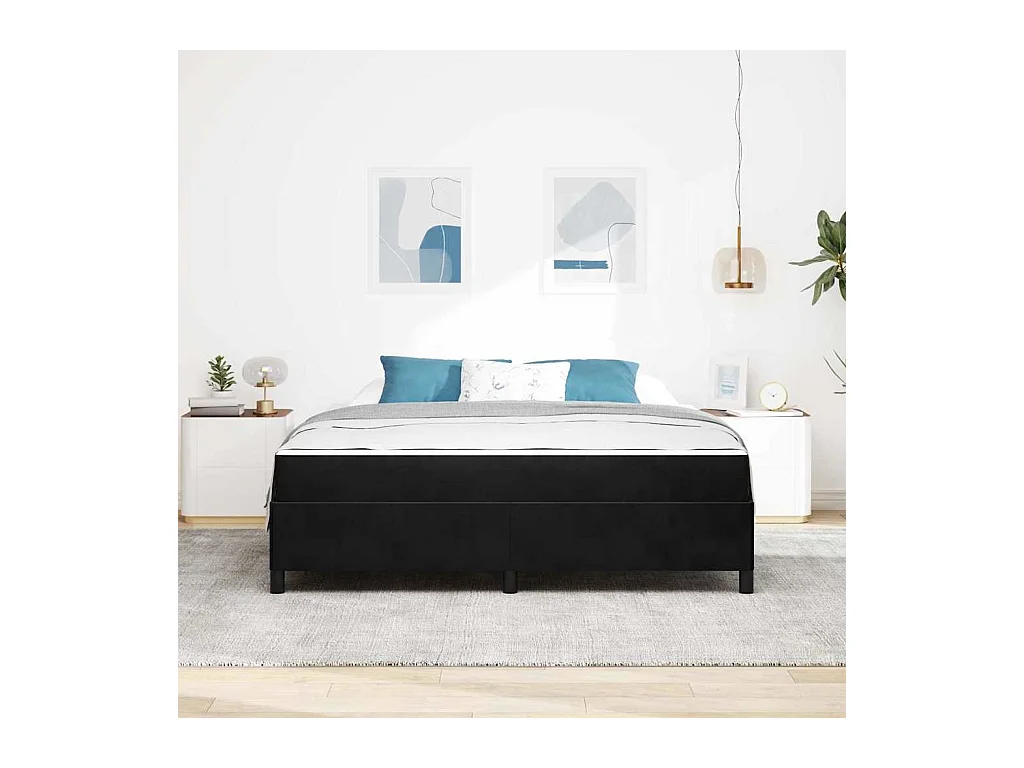 Cadre de lit Noir et blanc et noir 180 x 200 cm Velours