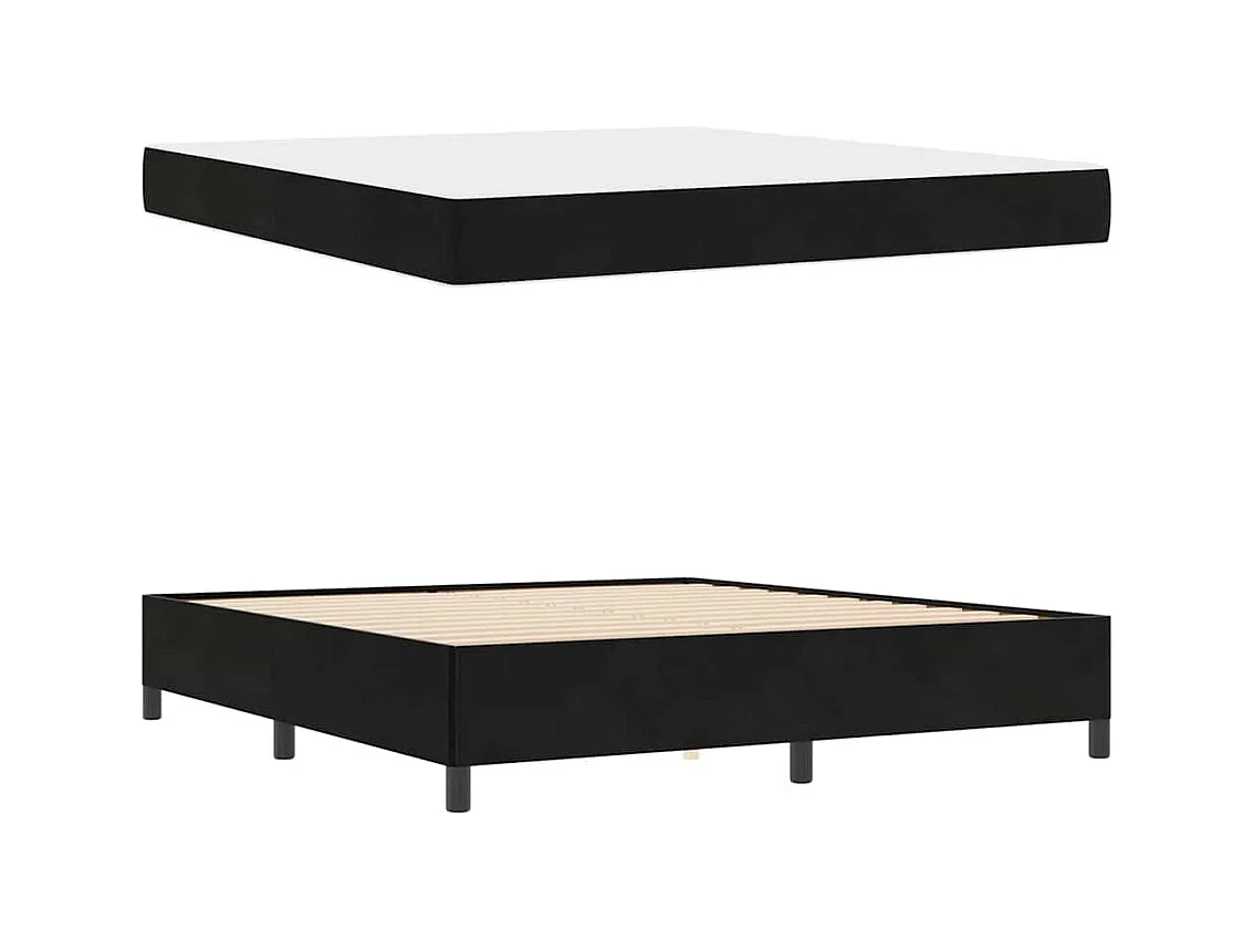 Cadre de lit Noir et blanc et noir 180 x 200 cm Velours