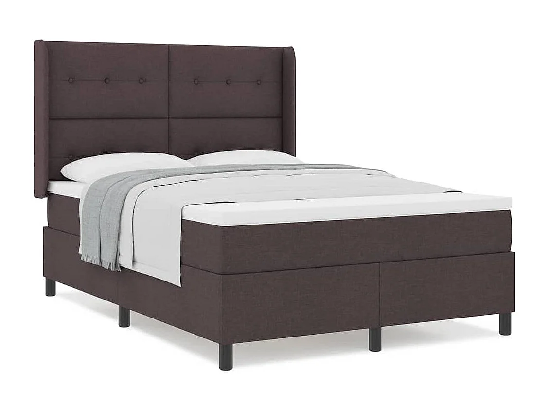 Cadre de lit avec matelas Marron foncé 140 x 200 cm tissu
