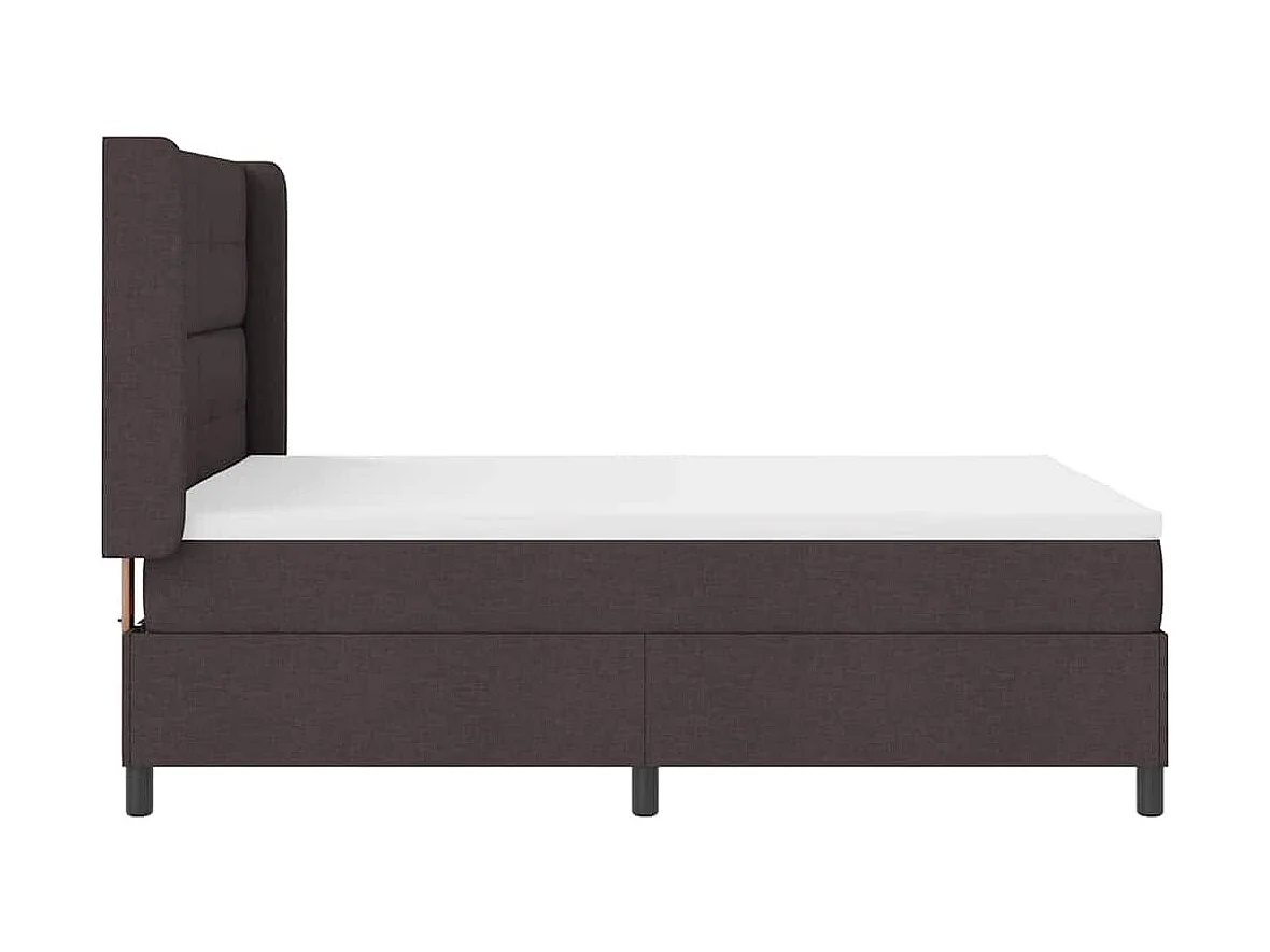 Cadre de lit avec matelas Marron foncé 140 x 200 cm tissu