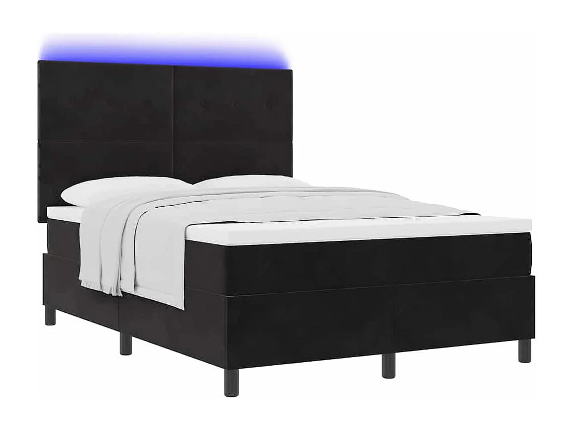 Cadre de lit avec matelas Noir 140 x 190 cm Velours