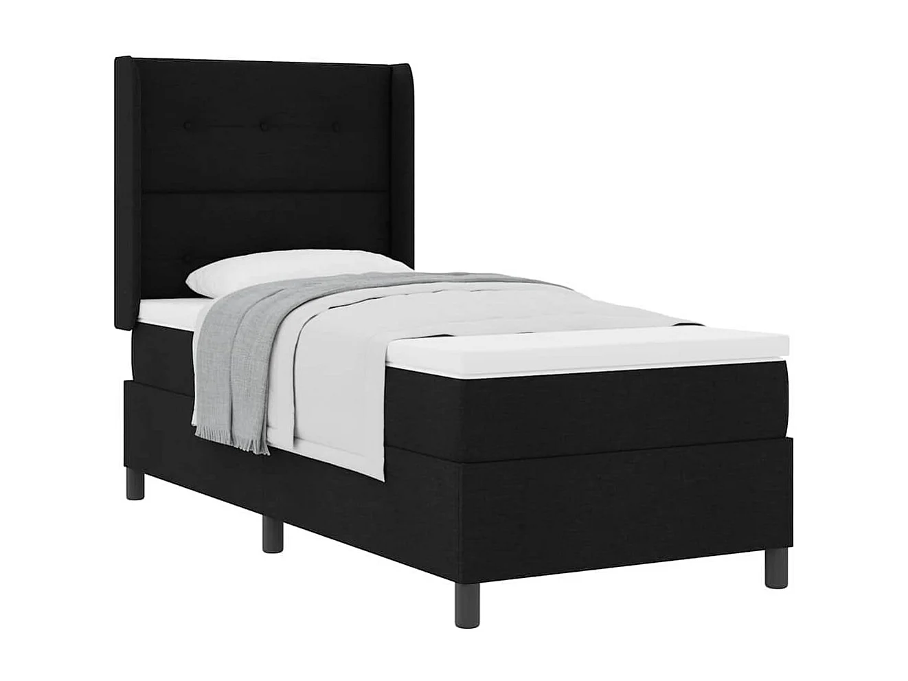 Cama tipo Box Spring con colchón Negro 90 x 190 cm tela