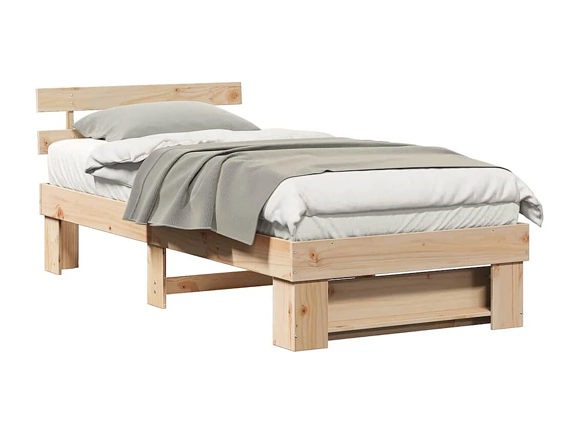Bedframe met hoofdeinde Bruin 90 x 200 cm Massief grenenhout