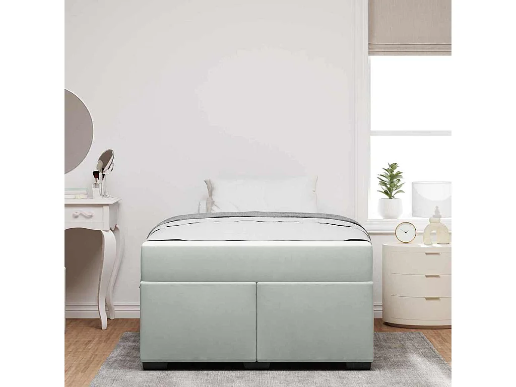 Cadre de lit avec matelas Gris clair 120 x 200 cm Velours