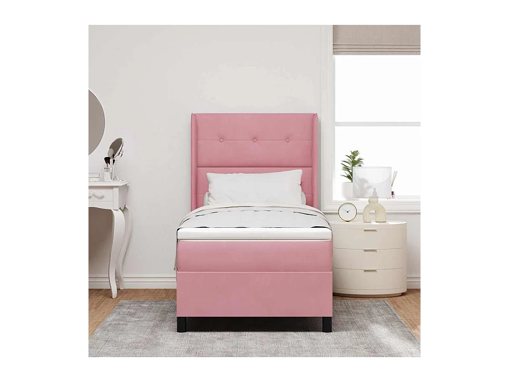 Cadre de lit avec tête de lit Rose 90 x 200 cm Velours