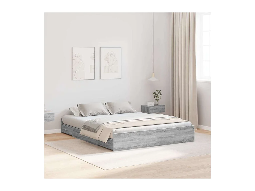 Cadre de lit avec rangement Sonoma gris 160 x 200 cm