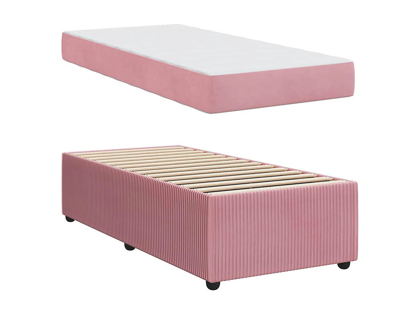 Cadre de lit avec matelas Rose 100 x 200 cm Velours